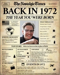 Back in 1972 |  Birthday Newspaper Poster design preview