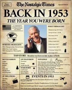 Back in 1953 | Birthday Newspaper Poster design preview