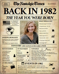 Newspaper Poster 8x10 - Back in 1982 - The Nostalgic Times: Back in 1982 |  Birthday Newspaper Poster