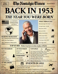 Newspaper Poster 11x14 - Back in 1953 - The Nostalgic Times: Back in 1953 | Birthday Newspaper Poster