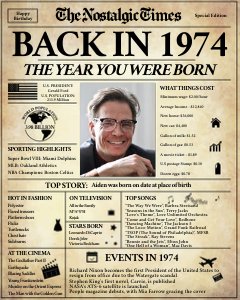 Back in 1974| Birthday Newspaper Poster design preview