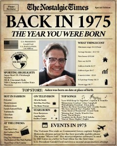 Back in 1975 | Birthday Newspaper Poster design preview