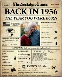 Newspaper Poster 16x20 - Back in 1956 - The Nostalgic Times: Back in 1956 | Birthday Newspaper Poster