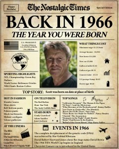 Back in 1966 | Birthday Newspaper Poster design preview