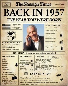 Back in 1957 | Birthday Newspaper Poster design preview