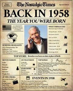 Back in 1958 | Birthday Newspaper Poster design preview
