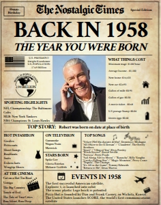 Newspaper Poster 11x14 - Back in 1958 - The Nostalgic Times: Back in 1958 | Birthday Newspaper Poster