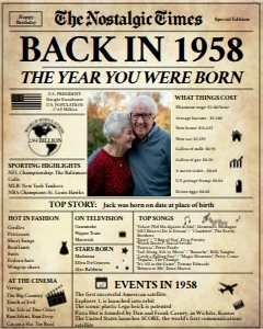 Newspaper Poster 16x20 - Back in 1958 - The Nostalgic Times: Back in 1958 | Birthday Newspaper Poster