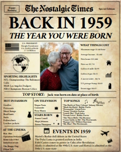Newspaper Poster 16x20 - Back in 1959 - The Nostalgic Times: Back in 1959 | Birthday Newspaper Poster