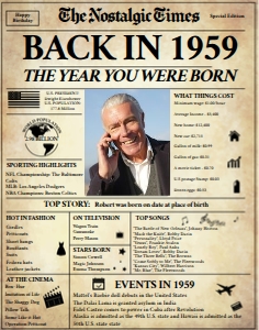 Newspaper Poster 11x14 - Back in 1959 - The Nostalgic Times: Back in 1959 | Birthday Newspaper Poster