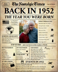Newspaper Poster 16x20 - Back in 1952 - The Nostalgic Times: Back in 1952 |  Birthday Newspaper Poster