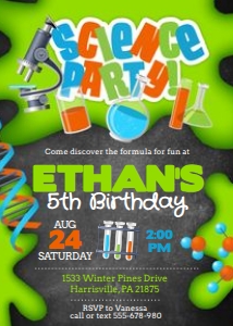 KID02 - Science Birthday Invitation design preview