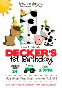 Farm 1st Birthday: Farm Birthday Invitation