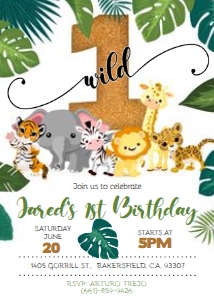KID08 - Jungle 1st Birthday: KID08 - Jungle Invitation