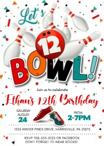 KID09 - Bowling Invitation design preview