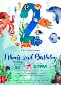 KID12 - Under the Sea 2nd Birthday: KID12 - Under the Sea Invitation