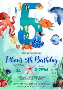 KID12 - Under the Sea 5th Birthday: KID12 - Under the Sea Invitation