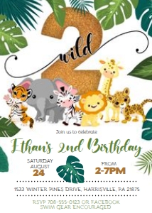 KID08 - Jungle 2nd Birthday: KID08 - Jungle Invitation
