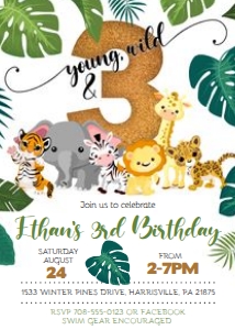 KID08 - Jungle 3rd Birthday: KID08 - Jungle Invitation