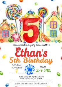 KID21 - Candyland Invitation 5th: KID21 - Candyland