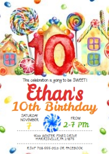 KID21 - Candyland Invitation 10th: KID21 - Candyland