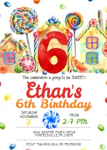 KID21 - Candyland Invitation 6th: KID21 - Candyland