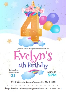 KID23 - 4th Birthday: KID23 - Unicorn Birthday
