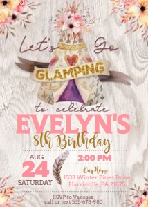 KID28 - Glamping Party Invitation: KID28 - Glamping Invitation