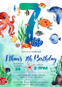 KID12 - Under the Sea 7th Birthday: KID12 - Under the Sea Invitation