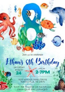 KID12 - Under the Sea 8th Birthday: KID12 - Under the Sea Invitation