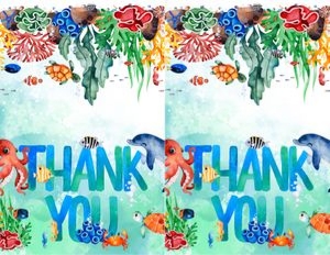 KID12 - Under the Sea Thank You Card, Folded, 2 Up: KID12 - Thank You Card Folded