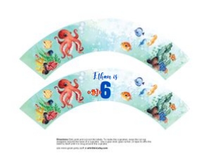 KID12CW - Under the Sea Cupcake Wrapper design preview