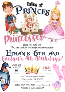 KID56 - Prince & Princess Birthday Invitation design preview