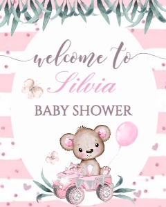 012. Welcome to baby shower Girl Bear. design preview