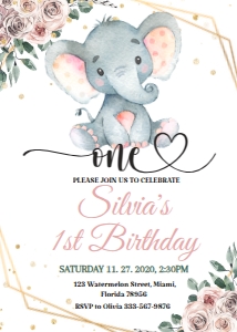 08.l. birthday elephant, boho rose design preview