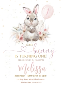 BOHO#BUNNY#3#Girl#BIRTHDAY#5 x 7 in design preview