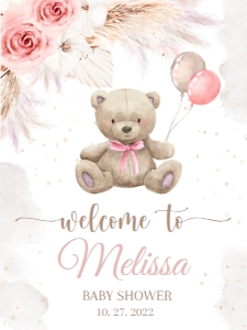 BEAR#BB#WELCOME#GIRL#boho#18x24: BEAR#BB#WELCOME#GIRL#