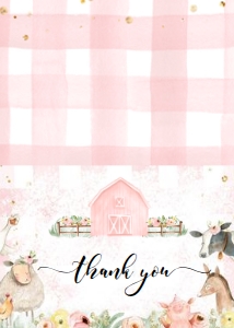 FARM#1#SET#Pinkset#thankyoucard#5 x 7 in: FARM#1#SET#pink#BSHOWER#