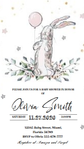 EVITE#Velveteen Rabbit, baby shower, girl: EVITE#Velveteen Rabbit, baby shower, girl