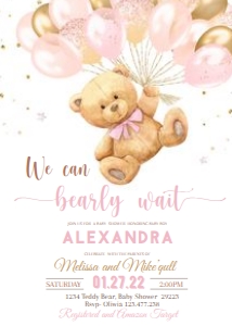 BEAR GIRL SET#BB#babyshowerinvitation# design preview