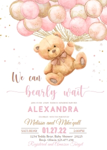 BEAR GIRL 2 SET#BB#babyshowerinvitation# design preview