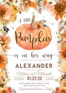 PUMPKIN 3 babyshower invit design preview