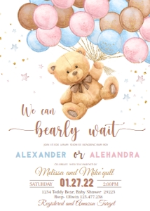 BEAR#BB#BLUE&PINKinvitation design preview