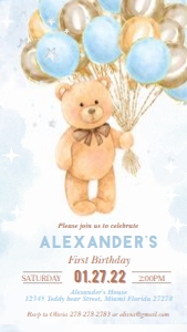 EVITE BIRTHDAY BEAR 3 design preview