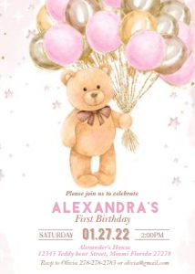 BIRTHDAY BEAR pink  3: BIRTHDAY BEAR pink 3