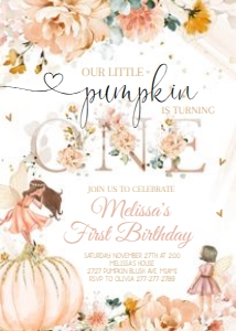 BIRTHDAY PUMPKIN 3 fairy invitation: 09.l.##pumpkin one birthday
