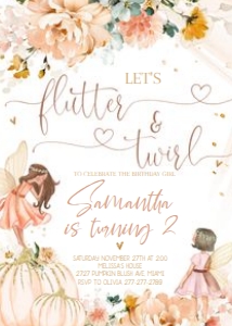 BIRTHDAY FAIRY&PUMPKIN invitation: FAIRY#3#UNICORN#birthday#TWO