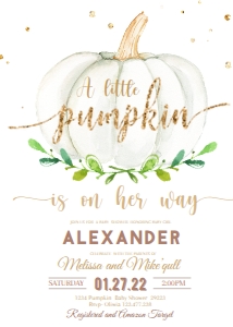 PUMPKIN 3 (EE) SET babyshower invit design preview