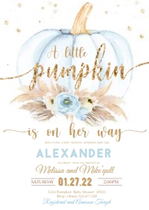 PUMPKIN 5 (EE) boho BOY babyshower invit design preview