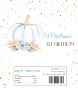 PUMPKIN 5 BIRTHDAY BOY (EE) candy bar wrapper5.267 x 6.25 in design preview
